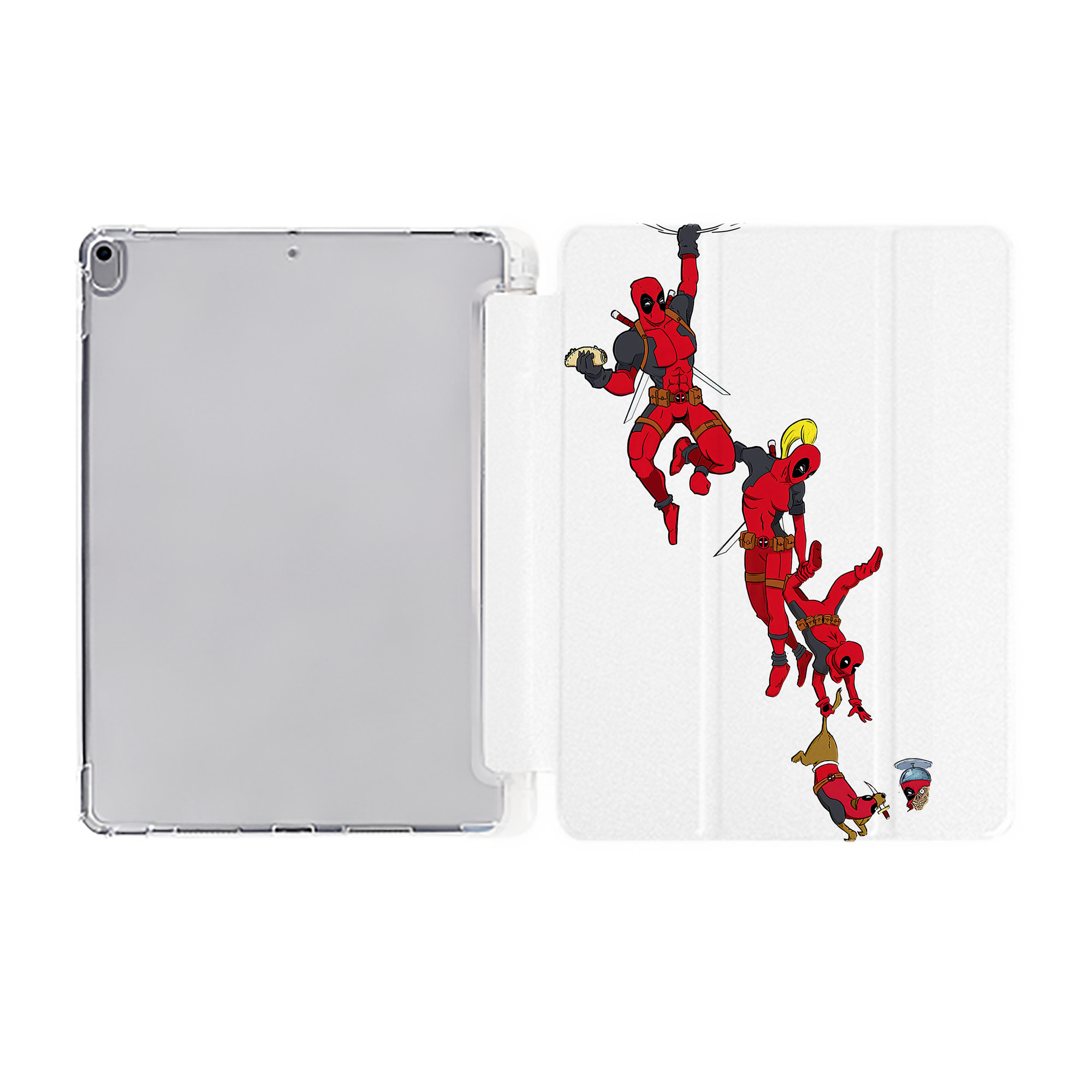 （画像用） Deadpool デッドプール IPad ケース ペン収納付き 三つ折りスタンド PUレザー×シリコン 対応機種9.5/10.5/10.9インチ